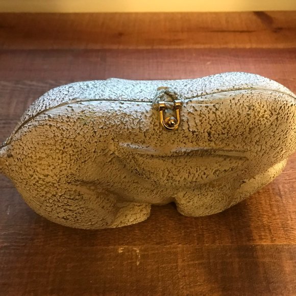 TIMMY WOODS RABBIT BUNNY CLUTCH WHITE GOLD ACACIA WOOD - Picture 3 of 10